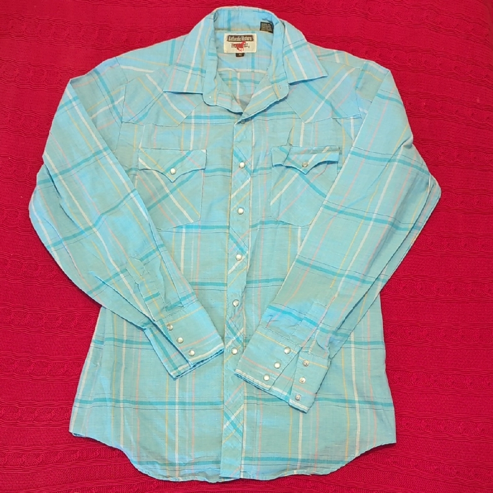 70sVINTAGE Rodeo Pearl Snap Button Down Western Long sleeve Collared Shirt